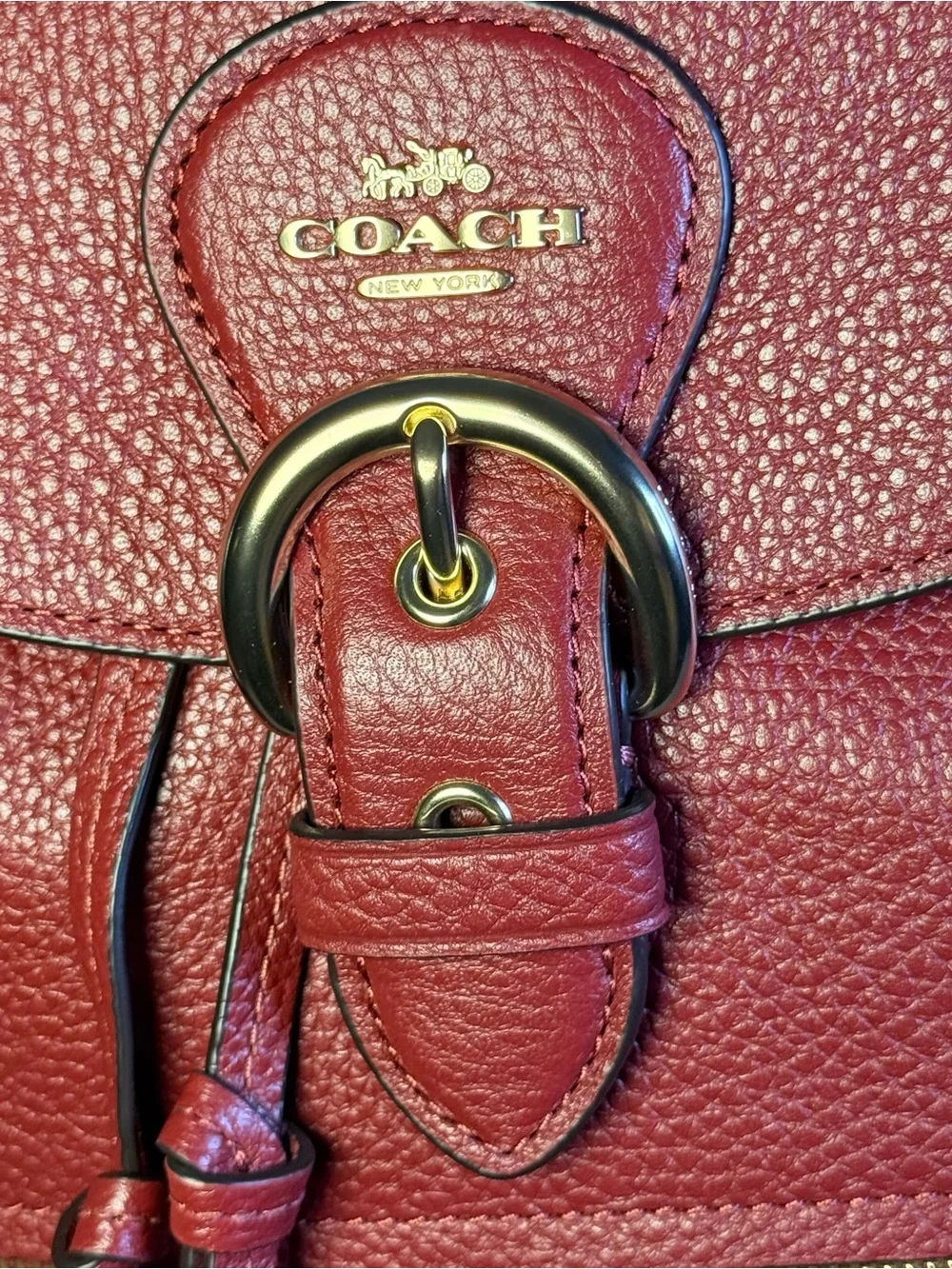 Coach Kleo Backpack Pebbled RED Leather gold toned hardware NWOT MEDIUM SIZE - Picture 4 of 14